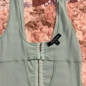 Madewell Mint Green Ribbed Front-Hook Tank